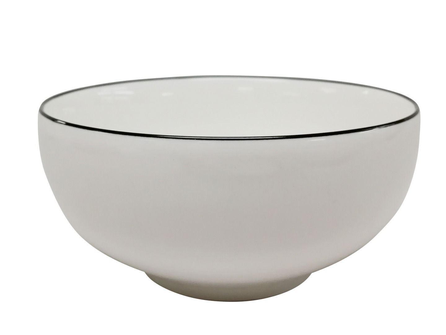 Novel Müslischale Weiße Müslischale mit schwarzem Rand, seitliche Perspektive