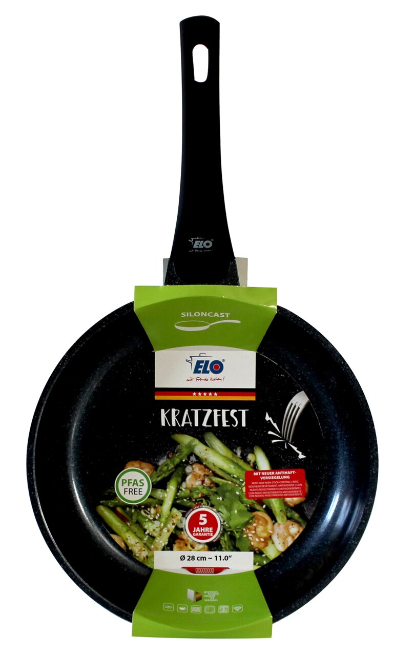 Elo koekenpan SILONCAST Siloncast-pan 28 cm x 6 cm, krasbestendig, met zwart handvat, vooraanzicht