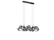 Moderne Pendelleuchte Nancy mit mehreren Glaskugeln und geschwungenem Design, seitliche Perspektive