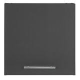 Frontansicht eines grauen Hängeschranks XORA PRIMUS mit silbernem Griff.