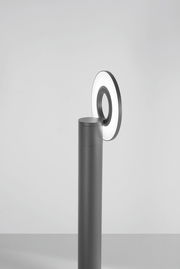 Moderne LED-Pollerleuchte mit ringförmigem Leuchtelement, seitliche Perspektive