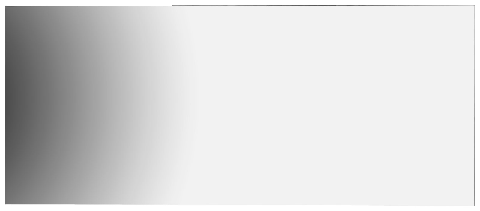 Großer rechteckiger Wandspiegel mit schmaler Umrandung und reflektierender Oberfläche, frontal dargestellt