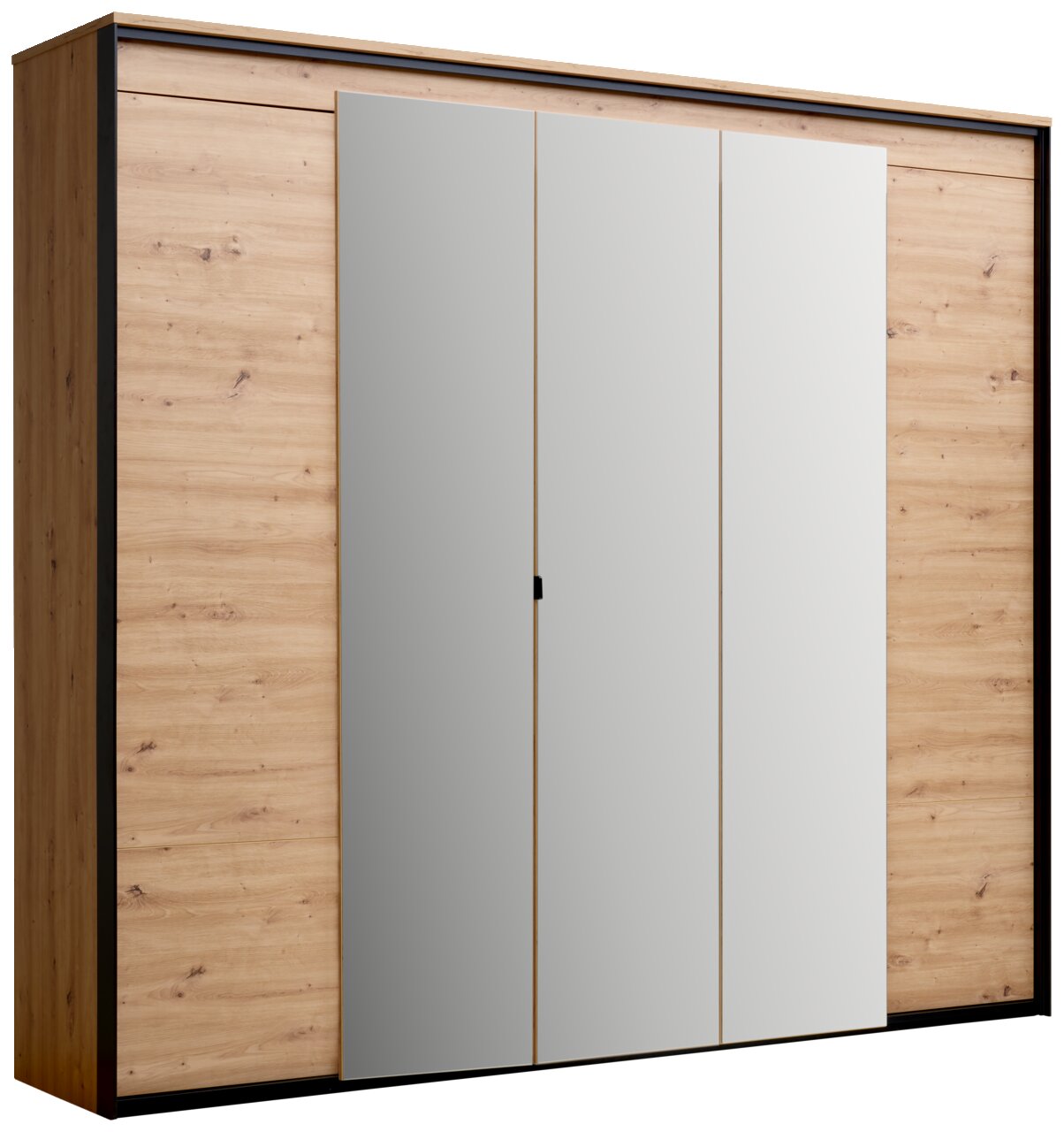 Voleo Drehtürenschrank 5-türig EDRA 5-türiger Drehtürenschrank in Holzoptik mit Spiegel, Frontalansicht
