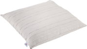 Beiges Outdoor-Kissen 45x45cm mit feinen Streifen, seitliche Perspektive
