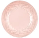 Rosa Suppenteller mit geriffeltem Rand, Draufsicht