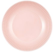 Rosa Suppenteller mit geriffeltem Rand, Draufsicht