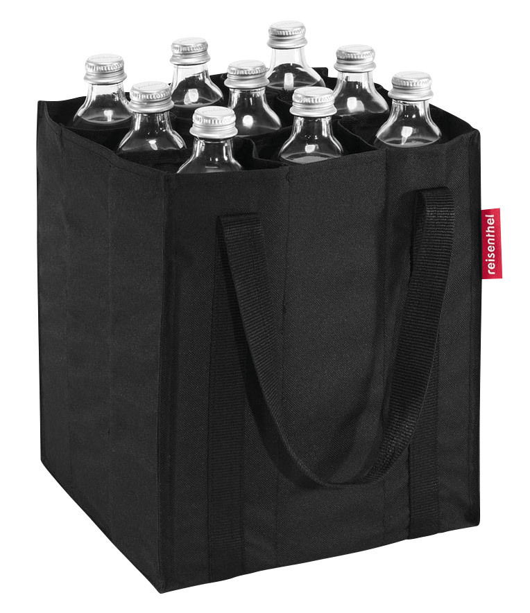 Schwarze 9er Bottlebag mit neun Flaschen, seitliche Perspektive