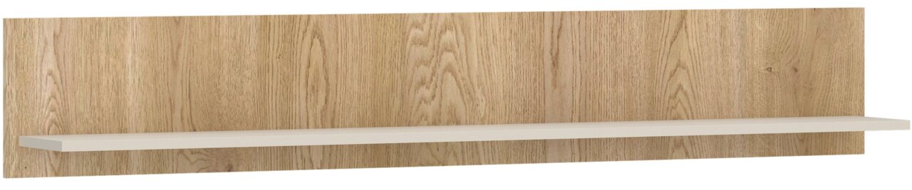 Wandboard aus Holz mit einer weißen Ablage, frontale Ansicht