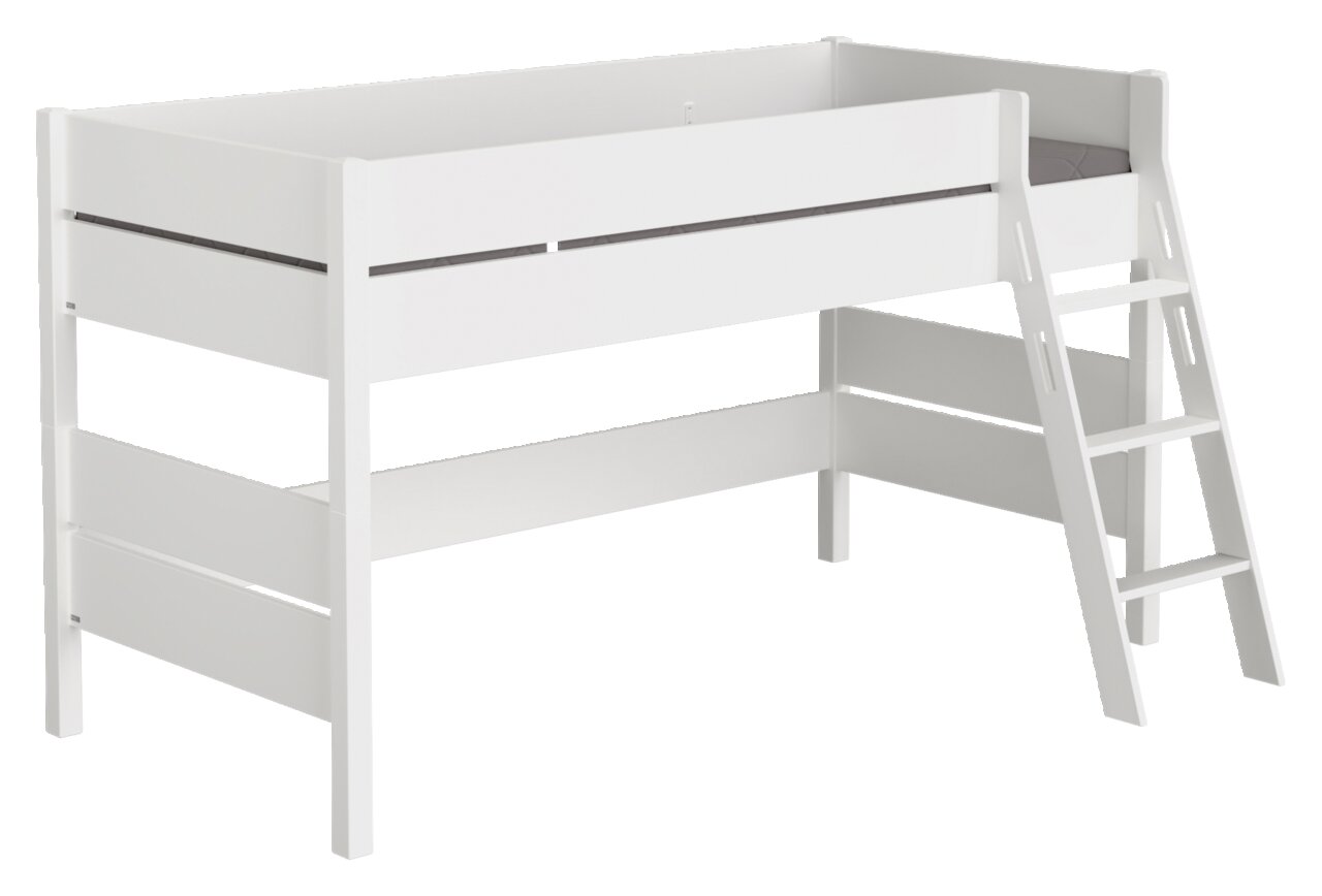 Weißes Spielbett Paidi TIAGO mit Leiter, seitliche Perspektive