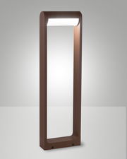 Moderne LED-Pollerleuchte in rechteckiger Form, braune Farbe, seitliche Perspektive