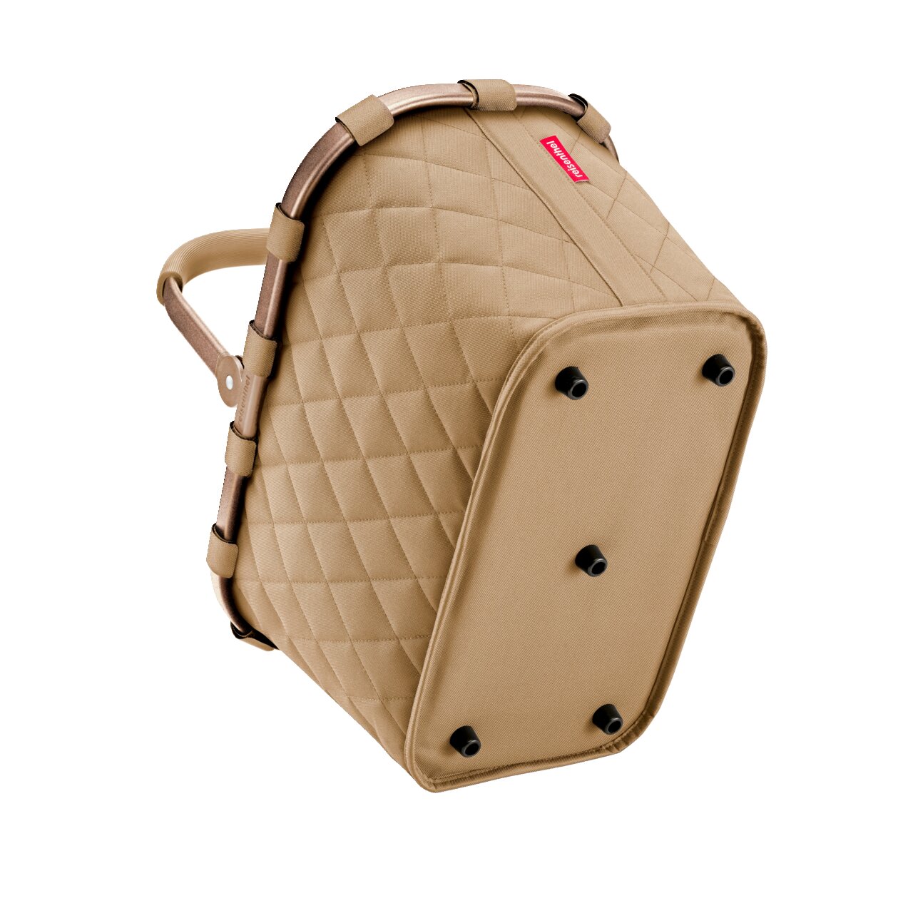 Carrybag Rhombus Ginger in zijaanzicht, met gewatteerd ontwerp en stevige voetjes.
