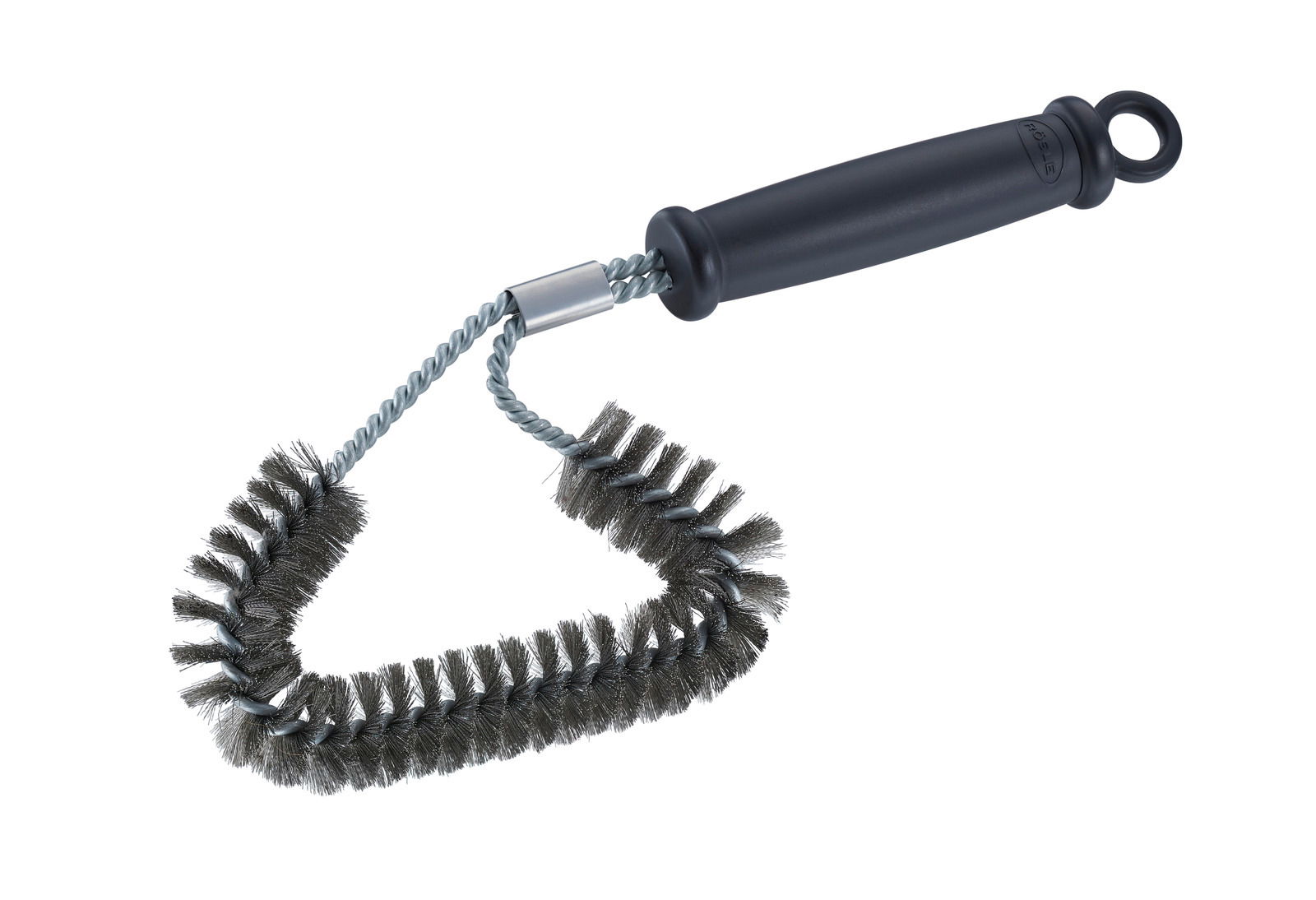 Winkel Reinigungsbürste GapX mit schwarzem Griff und gebogenem Bürstenkopf, seitliche Perspektive