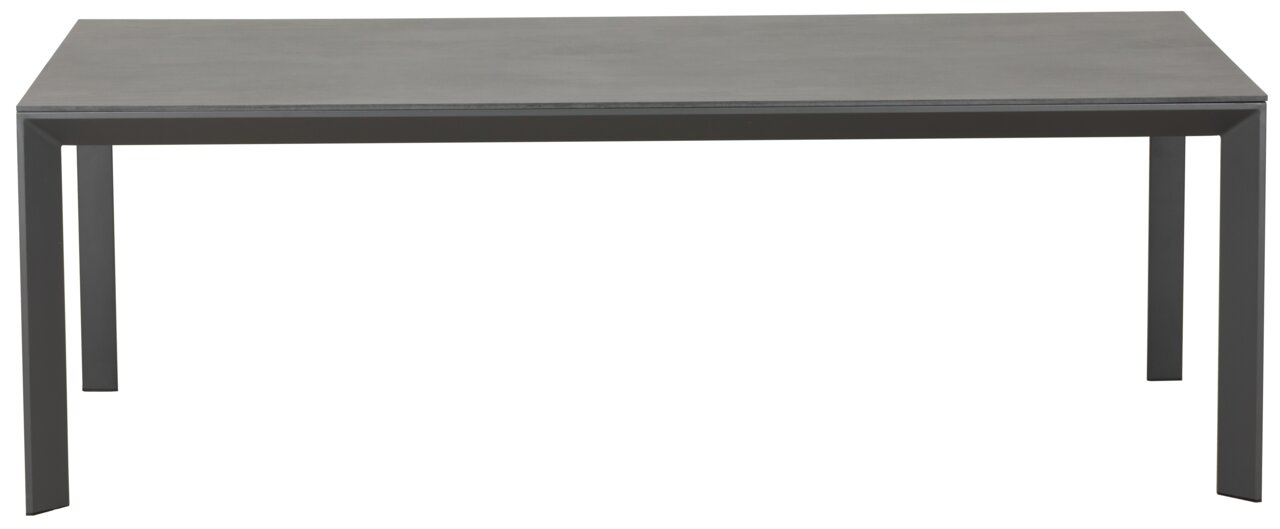 Moderner rechteckiger Gartentisch in Grau aus der Frontalperspektive