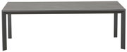 Moderner rechteckiger Gartentisch in Grau aus der Frontalperspektive