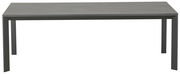 Moderner rechteckiger Gartentisch in Grau aus der Frontalperspektive