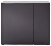 Moderner XL-Schuhschrank in dunklem Design, frontal abgebildet