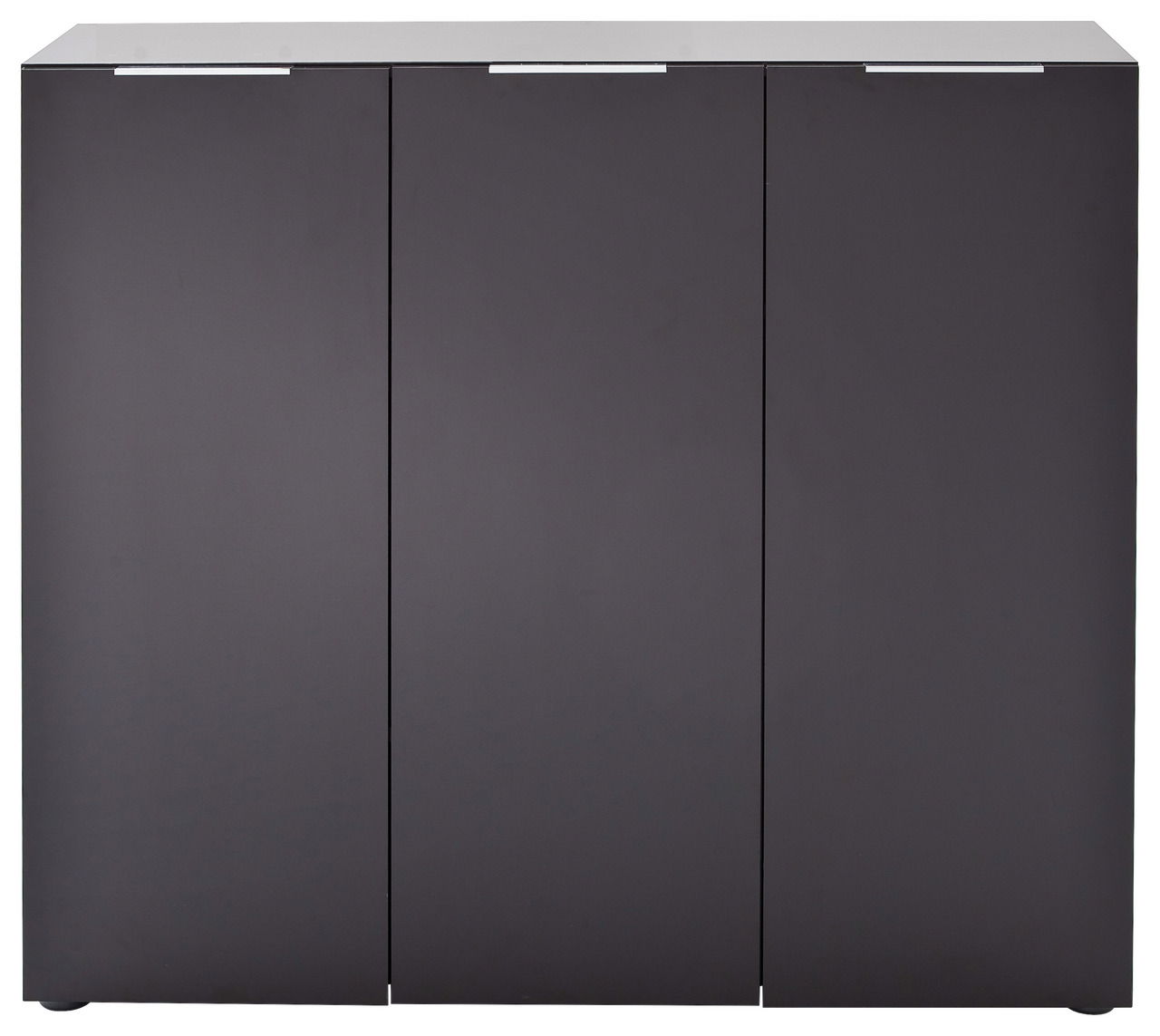 Moderner XL-Schuhschrank in dunklem Design, frontal abgebildet