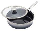 Servierpfanne galaxy grey mit Glasdeckel, seitliche Perspektive