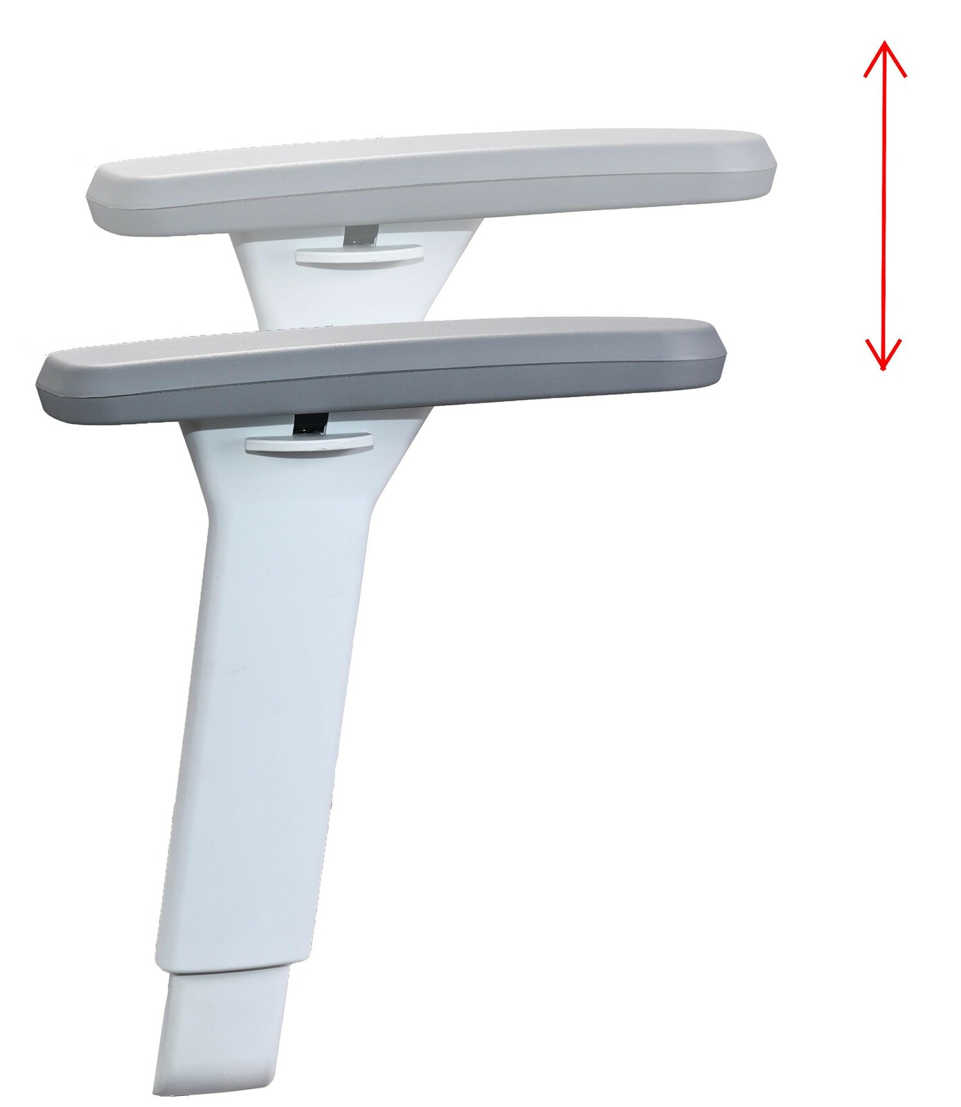 Verstellbare Armlehnen eines Drehstuhls, seitliche Perspektive