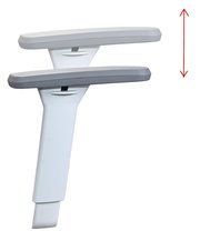 Verstellbare Armlehnen eines Drehstuhls, seitliche Perspektive