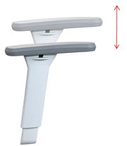 Verstellbare Armlehnen eines Drehstuhls, seitliche Perspektive