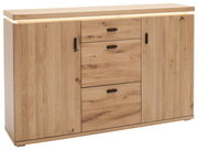 Holz-Sideboard mit zwei Türen und drei Schubladen, frontale Perspektive
