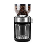 Kaffeemühle mit transparentem Bohnenbehälter, frontal abgebildet