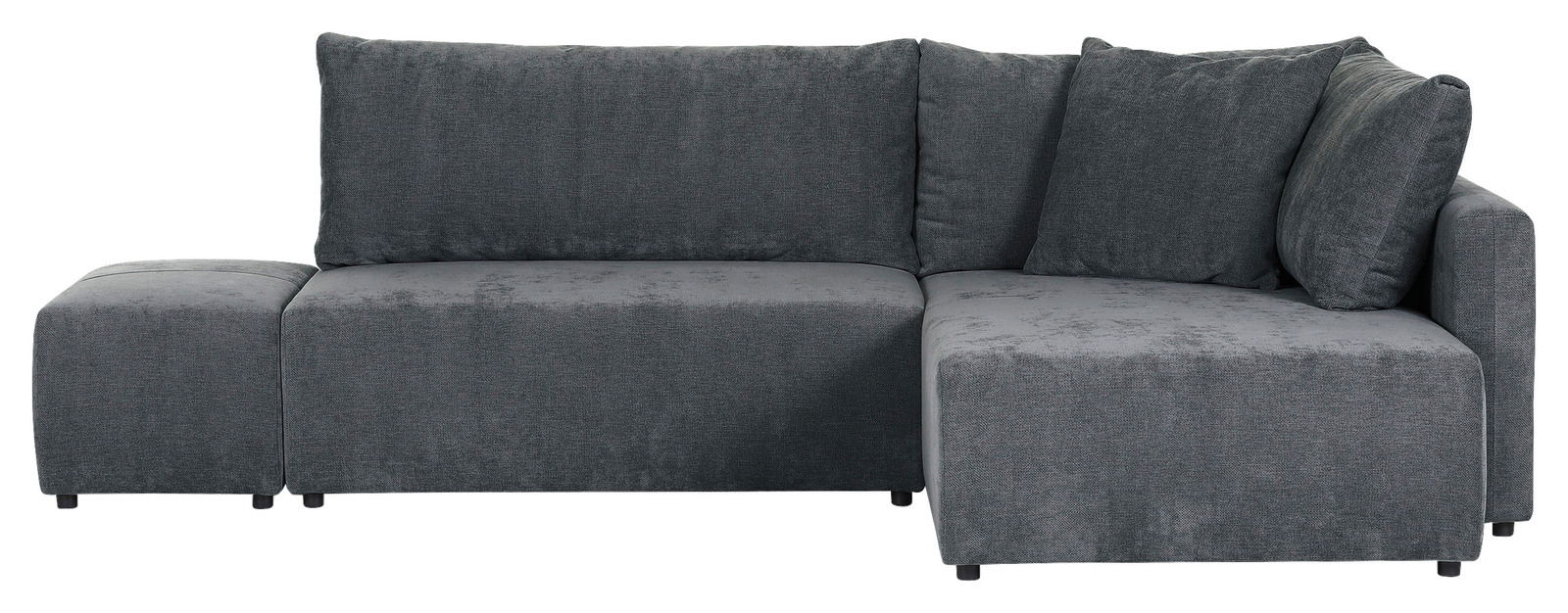 Graues Ecksofa mit linker Ottomane, Vorderansicht