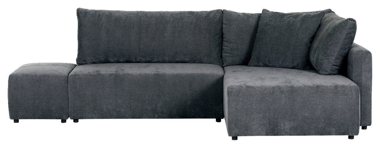 Graues Ecksofa mit linker Ottomane, Vorderansicht