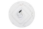 Ronde witte LED-plafondlamp met vierkante LED-strips en driver, gezien van onderen (onderaanzicht) op witte achtergrond