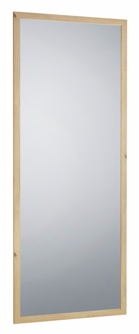 Rechteckiger Spiegel mit Holzrahmen, seitliche Perspektive