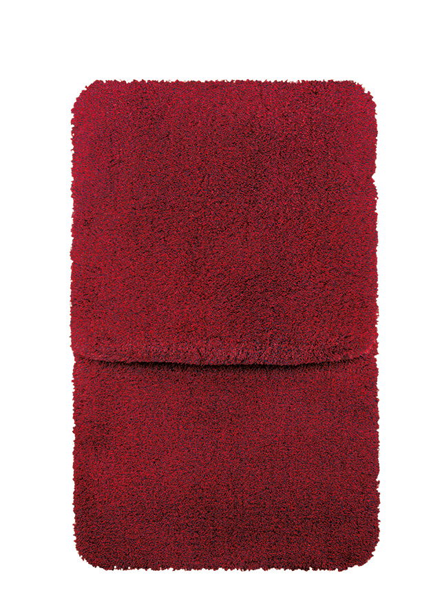 Rotes Badteppich Set, 2-teilig, aus der Vogelperspektive fotografiert
