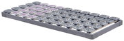 Systemrahmen 80x200 mit grauen und lila Federungselementen, seitliche Perspektive