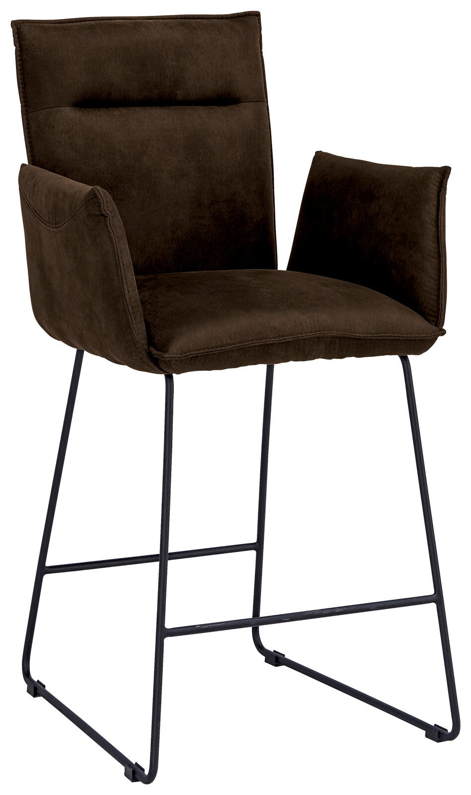 Valnatura Barsessel SCALA Barsessel in braunem Stoff mit schwarzem Metallgestell, seitliche Perspektive