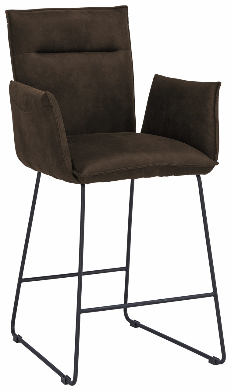 Valnatura Barsessel SCALA Barsessel in braunem Stoff mit schwarzem Metallgestell, seitliche Perspektive