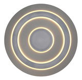 Runde Deckenleuchte JAYDEN von Globo Lighting mit konzentrischen Kreisen und warmweißer Beleuchtung, Ansicht von unten.