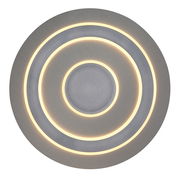 Runde Deckenleuchte JAYDEN von Globo Lighting mit konzentrischen Kreisen und warmweißer Beleuchtung, Ansicht von unten.