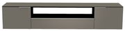 Frontansicht eines grauen XL Hänge-Lowboards mit zwei Türen und einem offenen Fach in der Mitte.