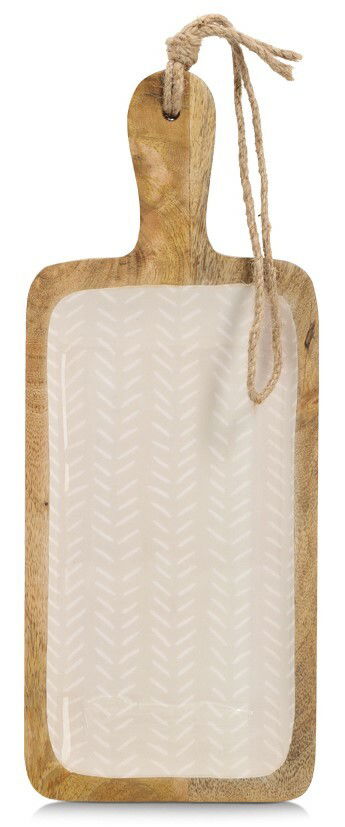 Servierbrett aus Mangoholz mit Griff und Seil, Draufsicht