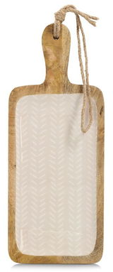 Servierbrett aus Mangoholz mit Griff und Seil, Draufsicht