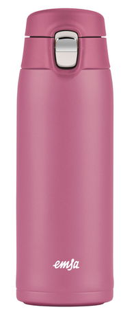 Rosa Thermobecher mit silbernem Verschluss, Vorderansicht