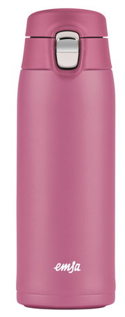 Rosa Thermobecher mit silbernem Verschluss, Vorderansicht