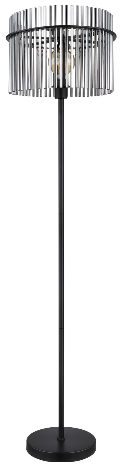 Globo Lighting Stehleuchte GORLEY Moderne Stehleuchte GORLEY mit zylindrischem Lampenschirm aus Metallstäben, frontal abgebildet.