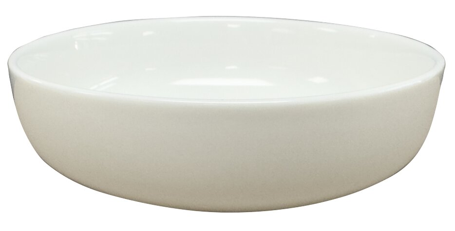 Weiße, runde Schale aus Keramik, seitliche Perspektive