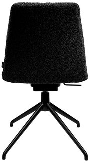 Schwarzer Stuhl mit weicher Polsterung und Metallgestell, Rückansicht