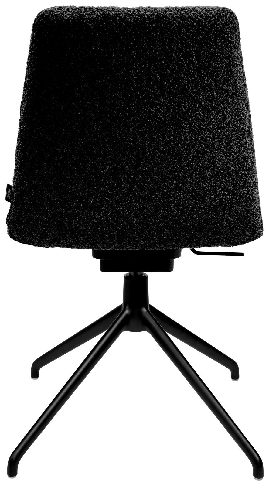 Schwarzer Stuhl mit weicher Polsterung und Metallgestell, Rückansicht