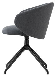Moderner grauer Stuhl mit schwarzem Metallgestell, Seitenansicht