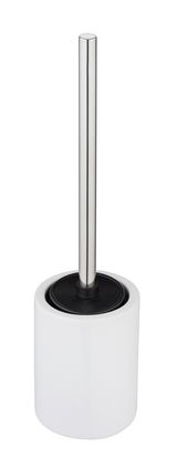 WC-Garnitur in Weiß mit Edelstahlgriff, seitliche Perspektive