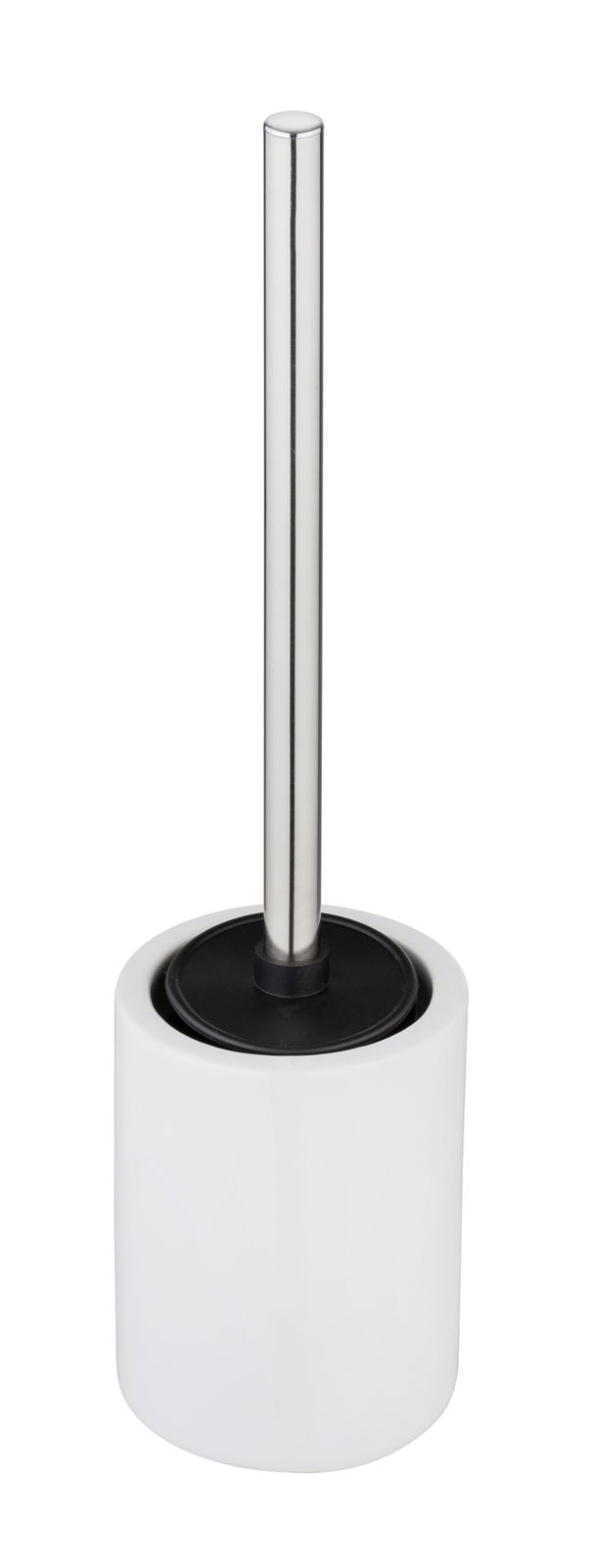 Wenko WC-Garnitur LAVIANO WC-Garnitur in Weiß mit Edelstahlgriff, seitliche Perspektive