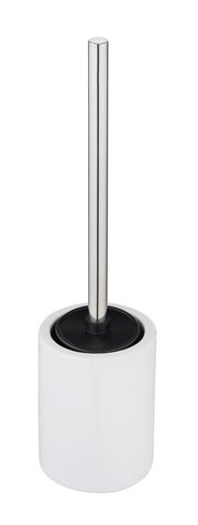 WC-Garnitur in Weiß mit Edelstahlgriff, seitliche Perspektive